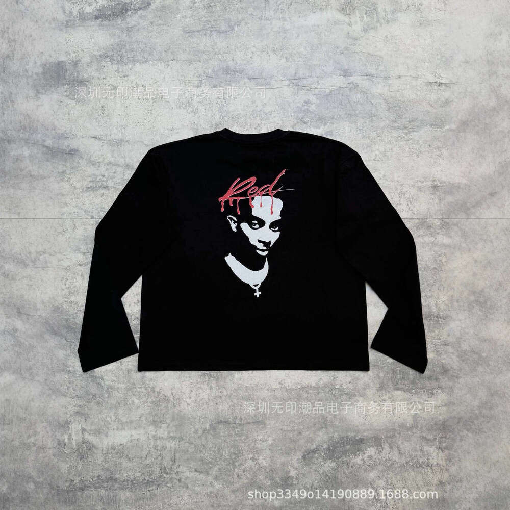 American Style Autumn Long Sleeve T-Shirt Dark Y2K Print Top High Street Hip Hop Cool Outfit