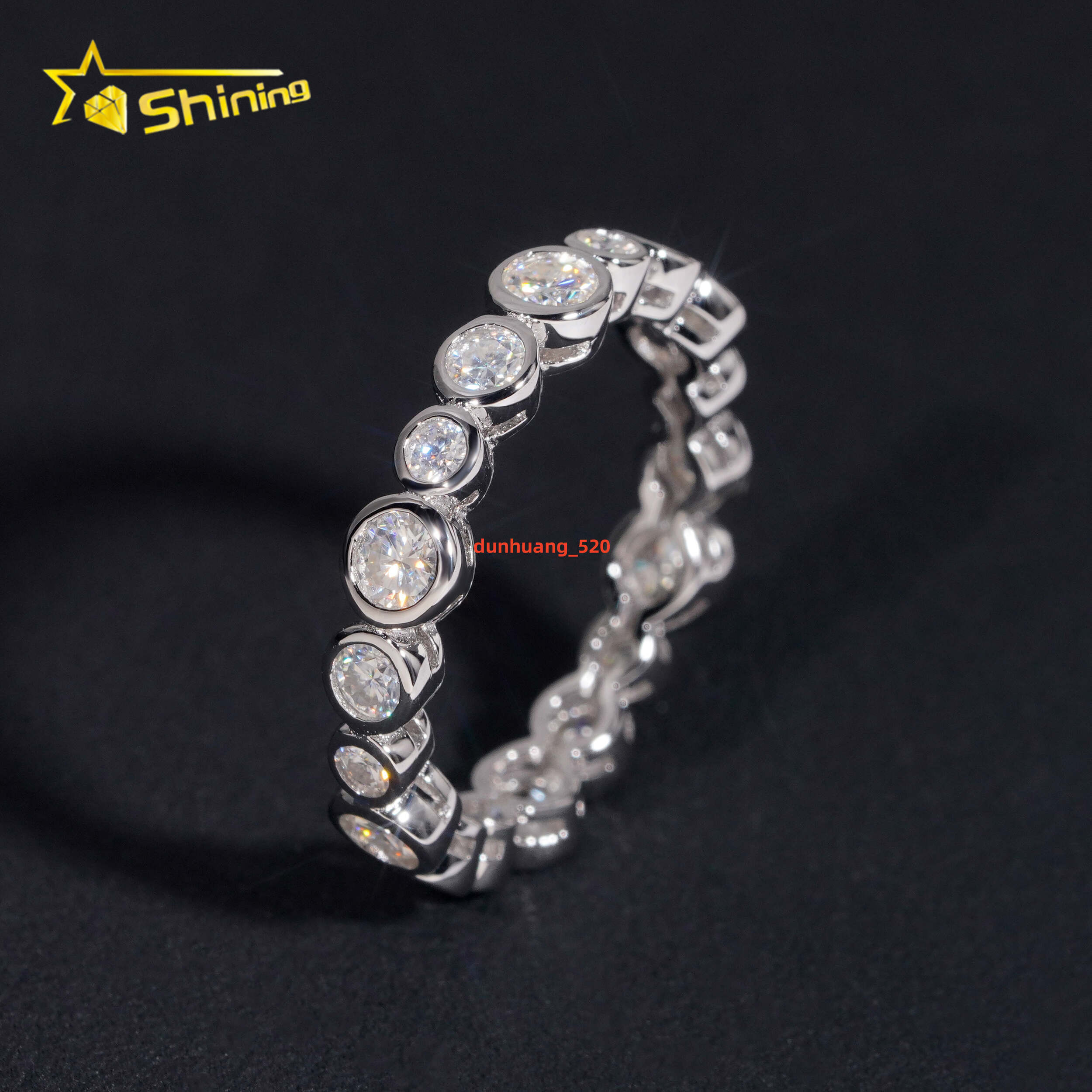 Hot Selling Band Ring S925 Sterling Silver Iced Out Eternity Ring Luxury Inlay Moissanite Diamond Classic Design