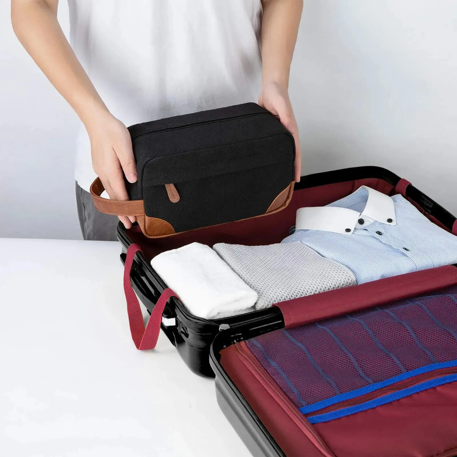 Mens Travel Multi Functional Canvas Toiletry Bag Large Capacity Business Portable Handbag Needs Makeup Storage 251018