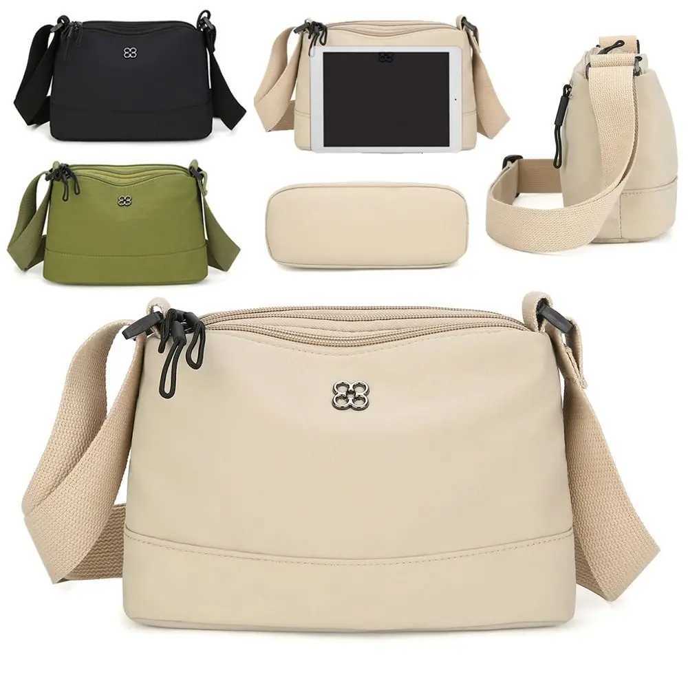 New Soft Nylon Cloth Women Shoulder Bag Multiple Pockets Casual Style Handbag Solid Color Crossbody Bags GirlsW251028