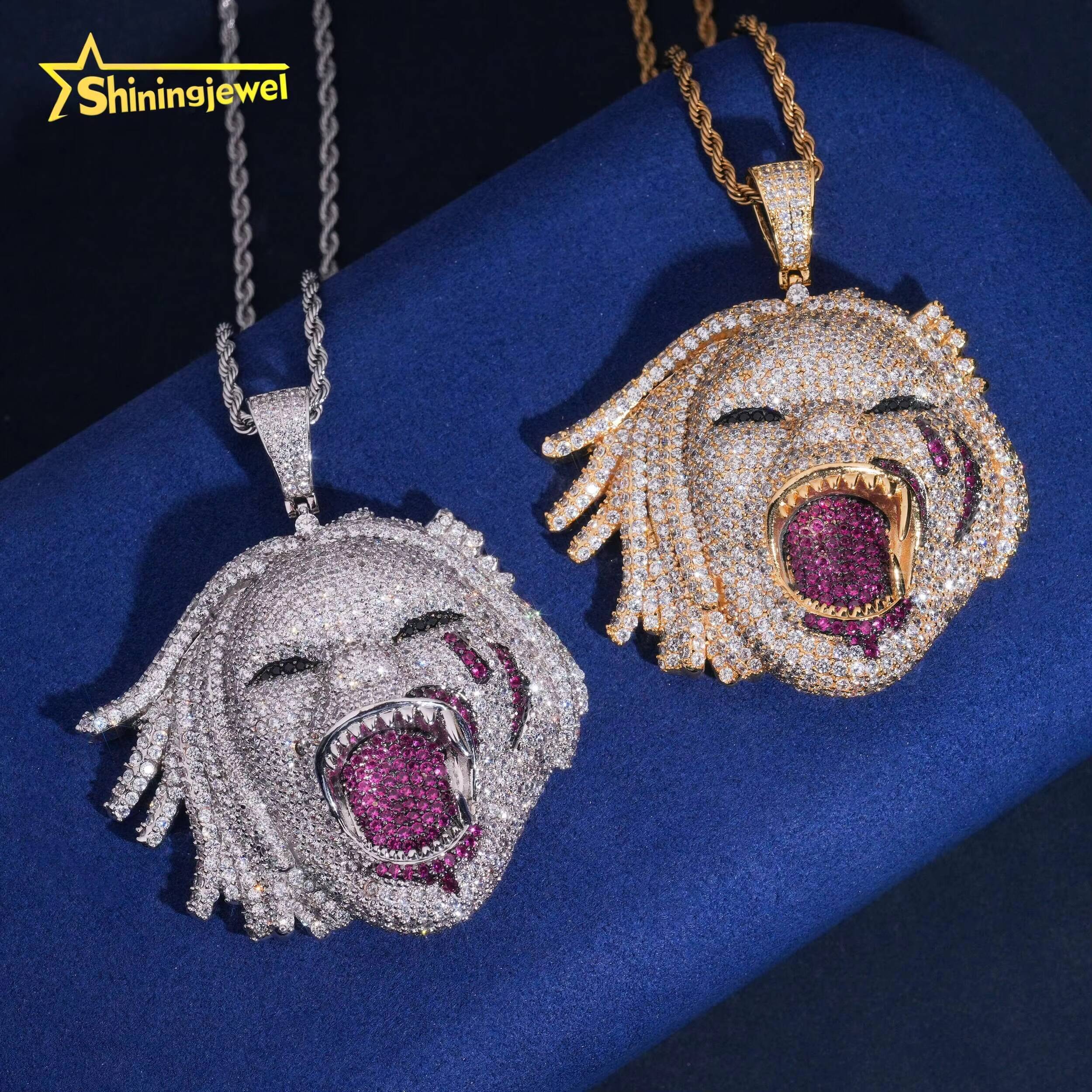 Rapper Jewelry Hip Hop Pendant Iced Out Brass Moissanite Diamond Clown Pendant Men Women Fashion Pendants Charms Daily Wear