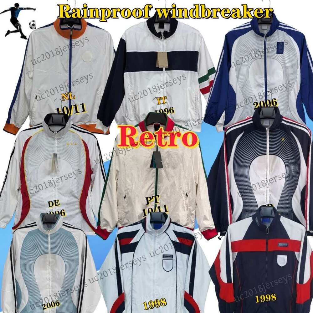 Rainproof National Team Retro Windbreaker 1996 1998 Englandsjacket Soccer Jerseys 96 06 10 11 DE AR IT NL wind jacket Classic Vintage Jersey embroidery logo