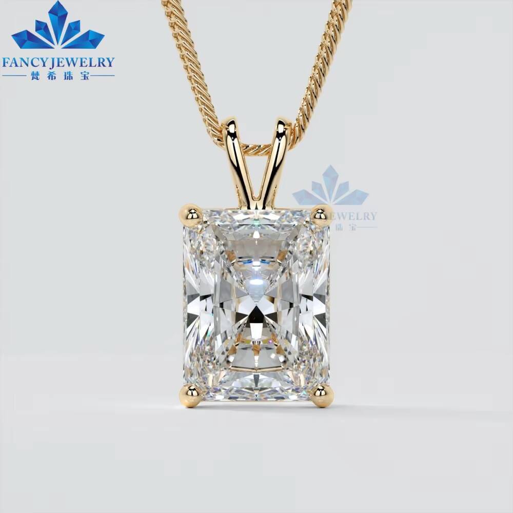 IGI Certified 3ct Radiant Diamond Solitaire Pendant 14k Lab Grown Diamond Necklace 12mm Box Chain Elegant 3ct Diamond Necklace