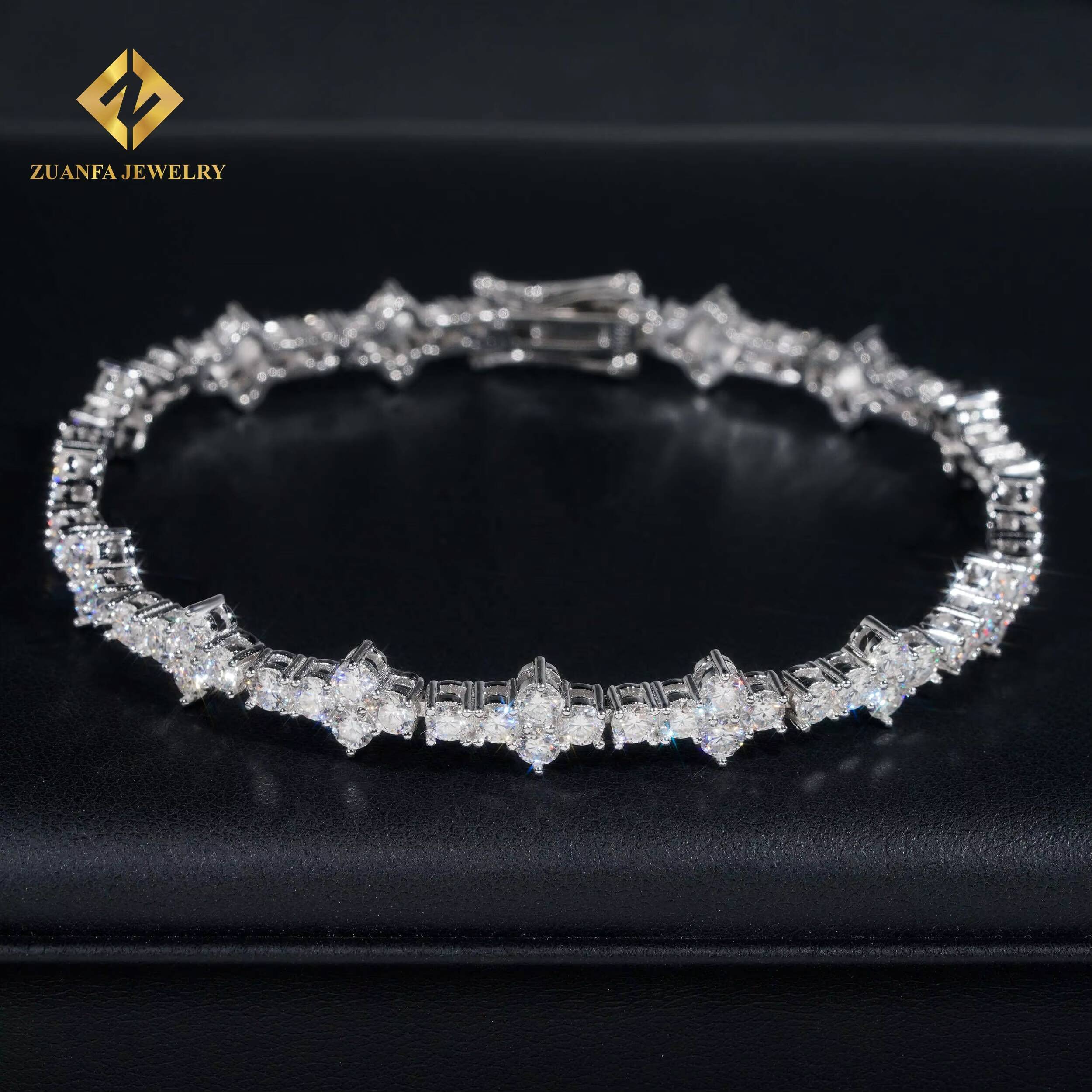 Pass Diamond Tester 3mmWholesale Price Iced Out Hip Hop S925 Silver VVS1 Moissanite Diamond Cross Hip Hop Tennis Chain Bracelet