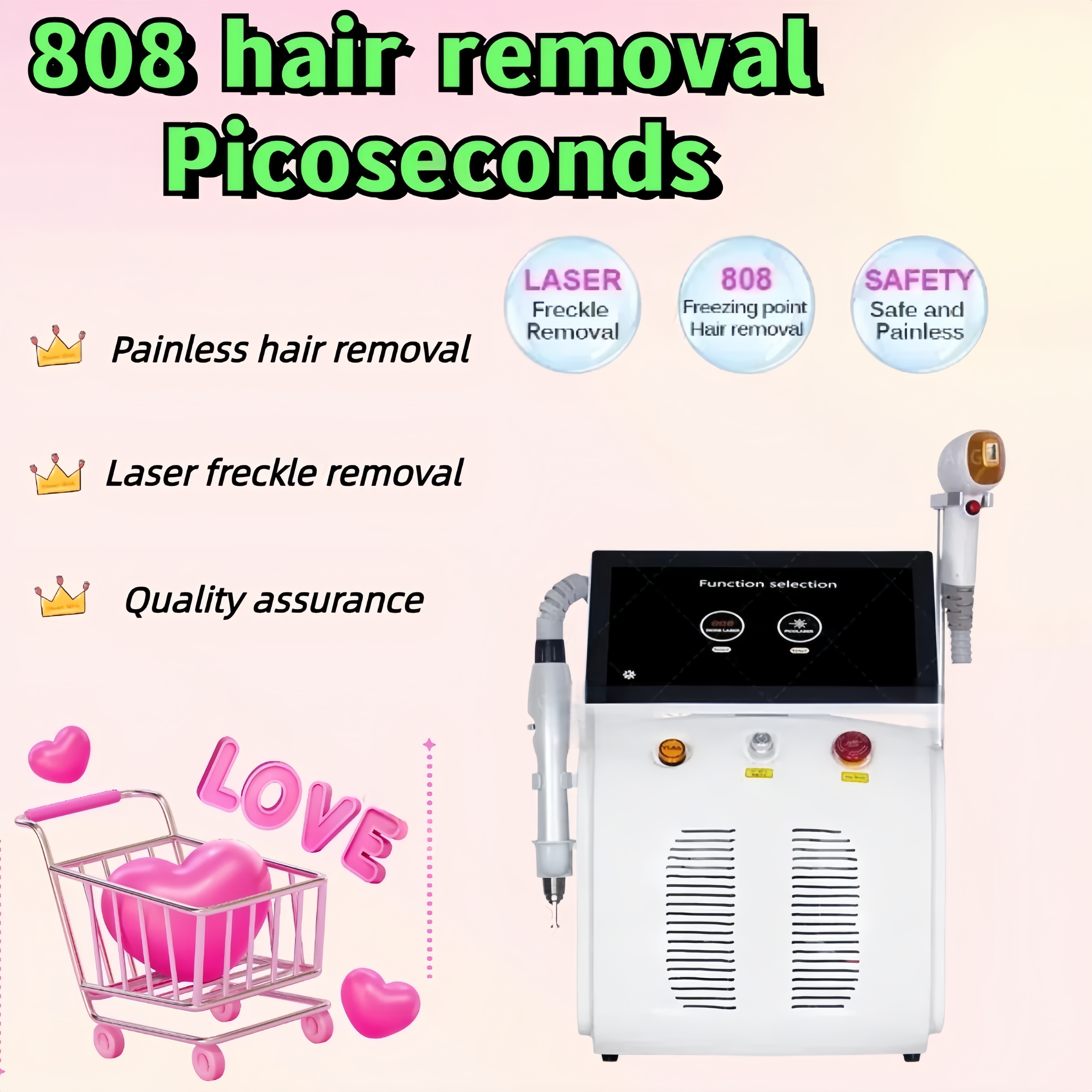 Diode Laser Picosecond Hair Removal 2-in-1 Machine New Upgrade Remove Tattoo Pigment Permanent Hair Removal Ultra High Energy