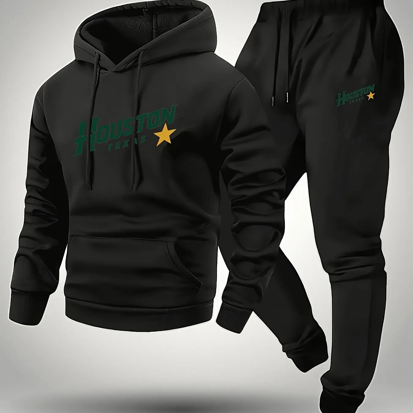 2 pieces mens letter print hooded sweatshirt and drawstring sport pants set soft comfortable thin velvet warm 251027