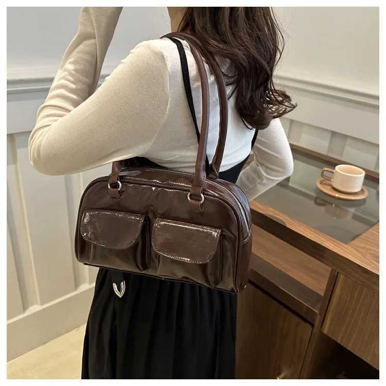 Vintage Wen Business Shoder Bags Simple Ladies Cmute Tote Bag Pu Leather Fem Underarm Bag Burgundy Large Handbags Purse1 D251028