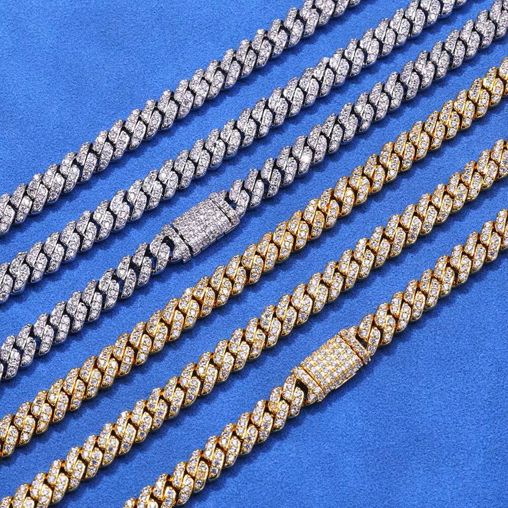 New Arrivals 6MM 925 Sterling Silver Gold Plated Cuban Link Chain VVS D Color Hip Hop Moissanite Necklaces Stocks Available