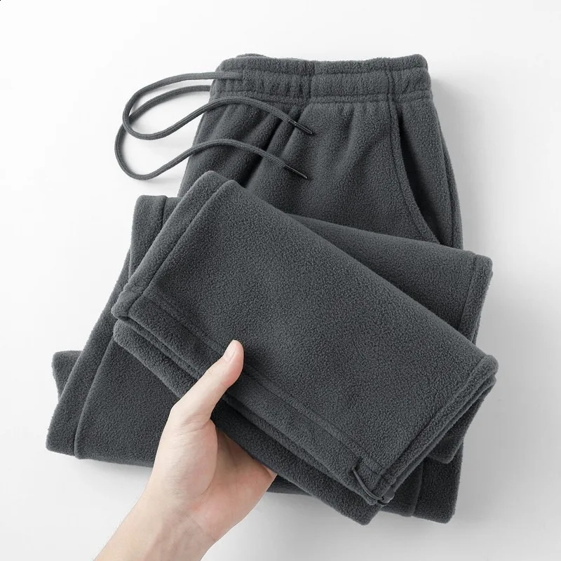 Mens Fleece Vintage Thick Winter Casual Pants Men Wide legs Baggy Warm Sweatpants Male Drawstring 251027