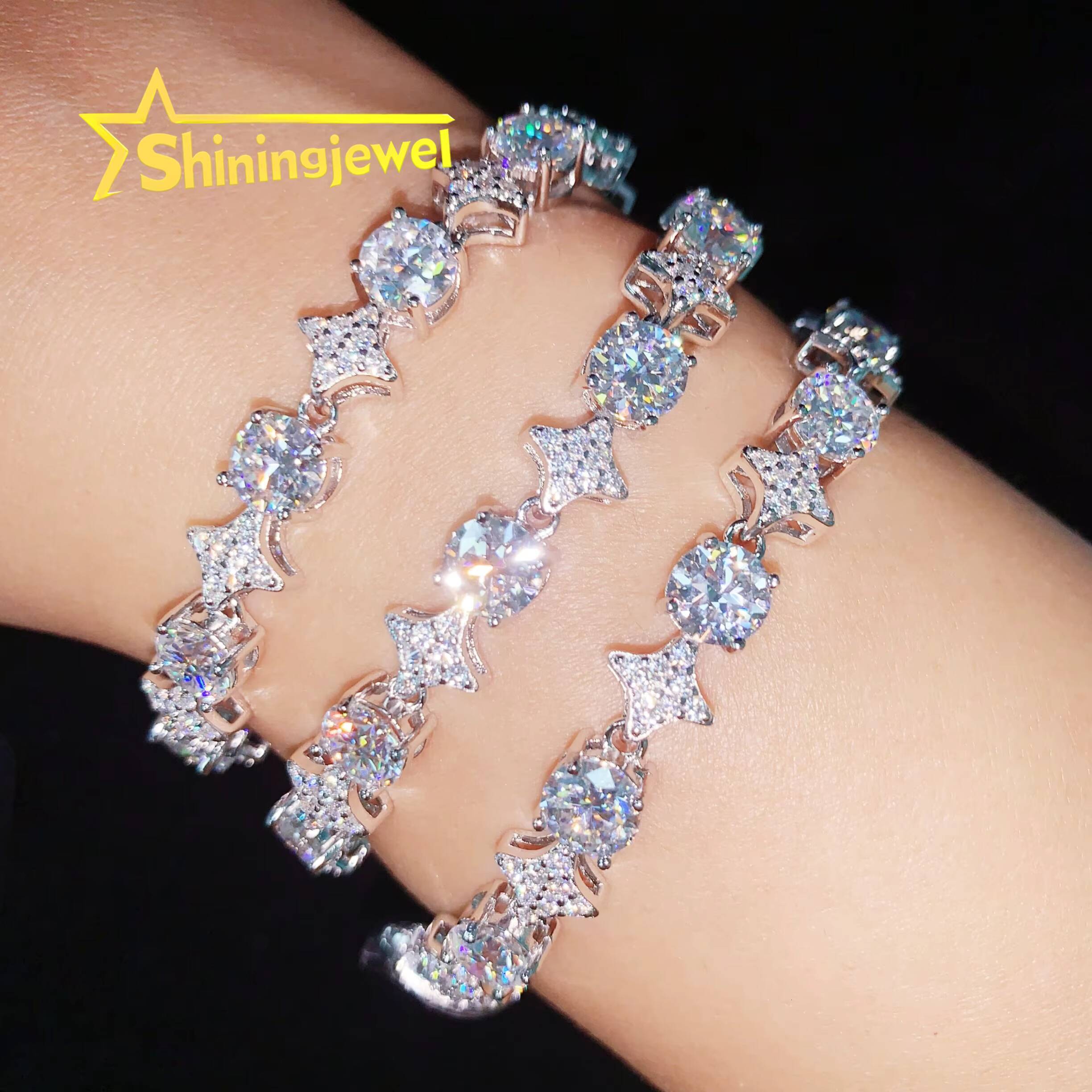 Ready Stocks 5mm Moissanite Tennis Necklace Bracelet Tennis Chain Moissanite 925 Solid Silver Gift for Girl