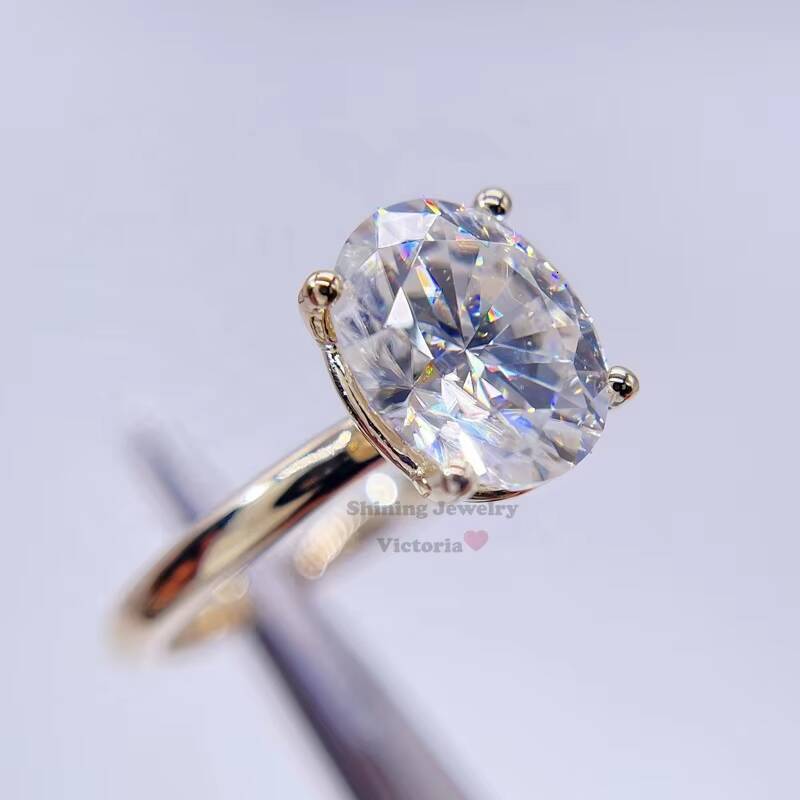 GRA Certificated Wedding Jewelry 10K Solid Gold Engagement Ring Moissanite Oval Cut