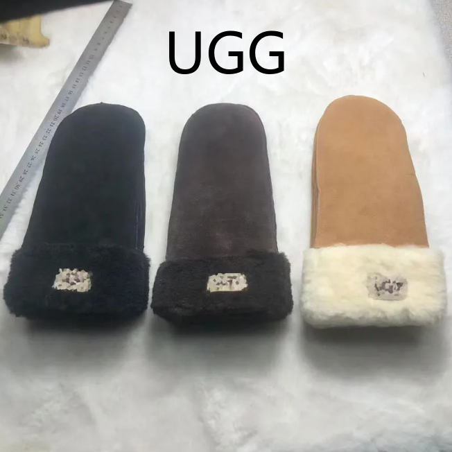 UG Genuine Sheepskin Fur-Lined Mittens - Unisex Full-Finger Warm Gloves, Anti-Slip Windproof, Retro British/French Style, Suede Finish (Camel/Brown/Black)