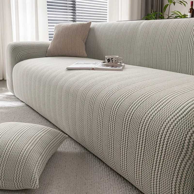 Four Season Universal Elastic Sofa Cover Solid Polar Fleece Anti Slip AllCover Couch Covers Vintage Striped Furniture Protector C251028