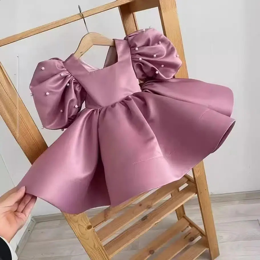 Flower Girl Satin Dresses Birthday Party Middle and Young Children Modelling Runway Piano Playing Tutu Skirt Wholesale 251023