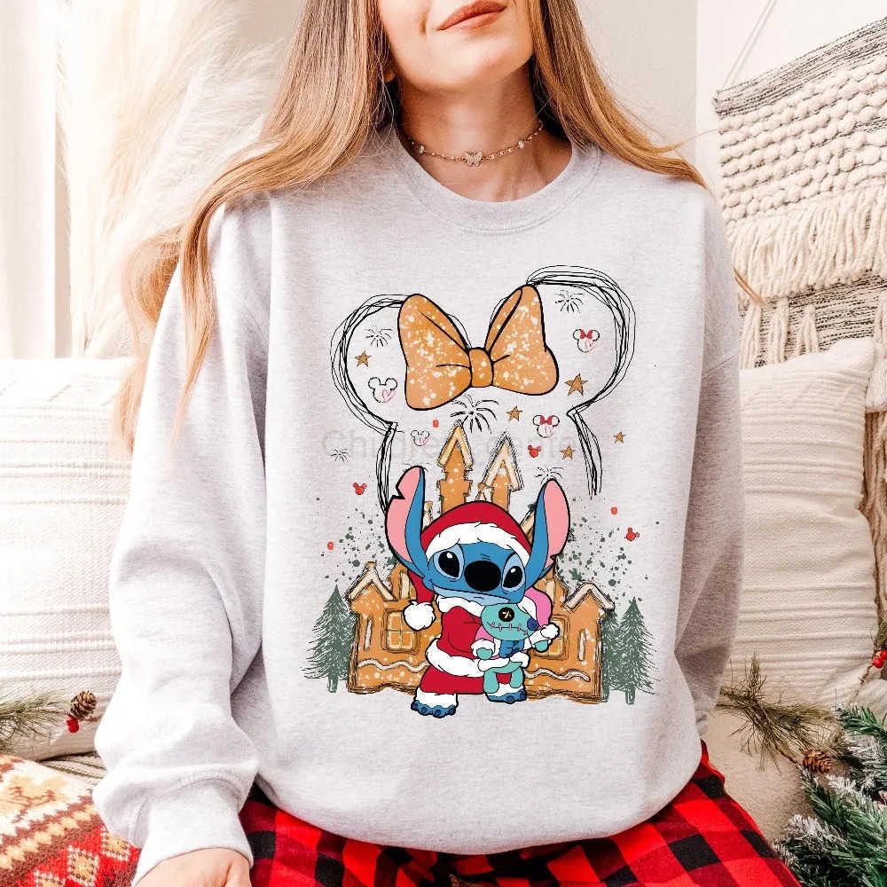 Disney Christmas Unisex Stitch Sweater - Holiday Print for Kids & Adults with Round Collar designer H251119