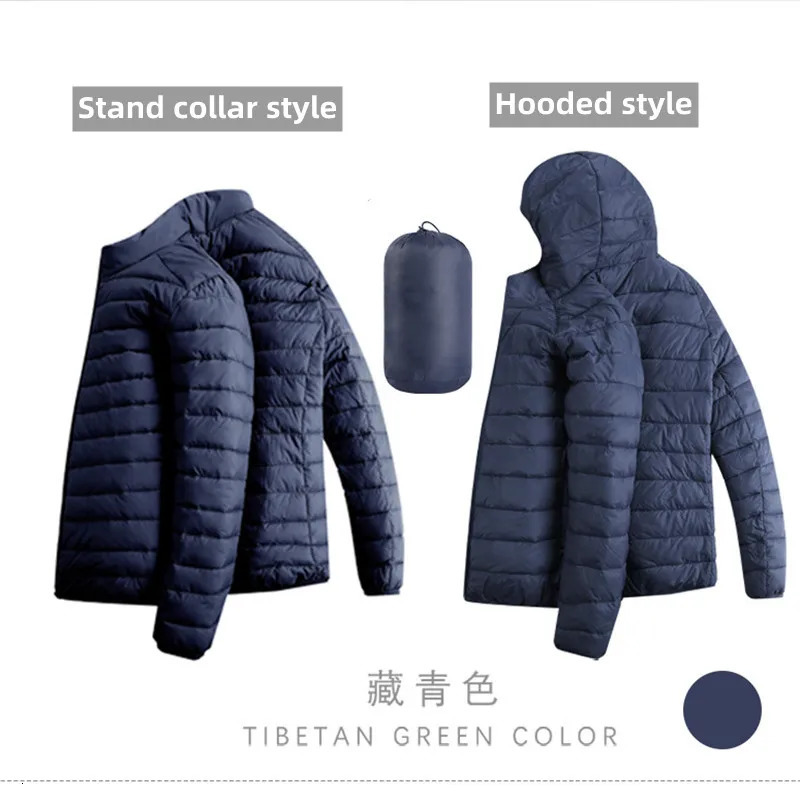 Men Hiking Down Cotton Jacket Hooded Lightweight Parkas Zip Pocket Fashion Outerwear Casual Padded Jacket and Coat Men Winter 251023