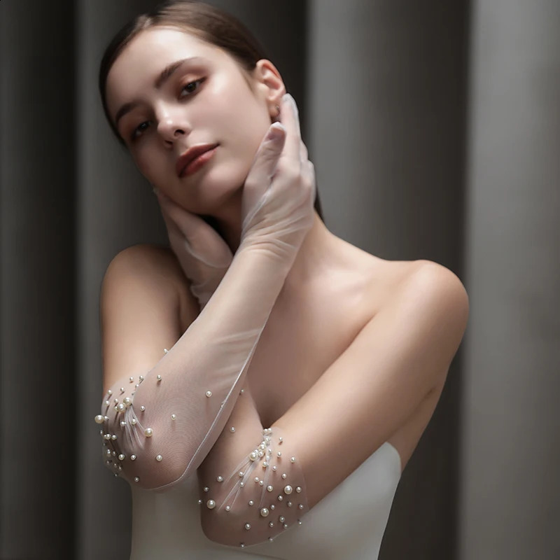 Long Bridal Gloves Pearl Wristband Wedding Glove For Women Girl Party Evening Dress Jewelry Bride Accessories 251027