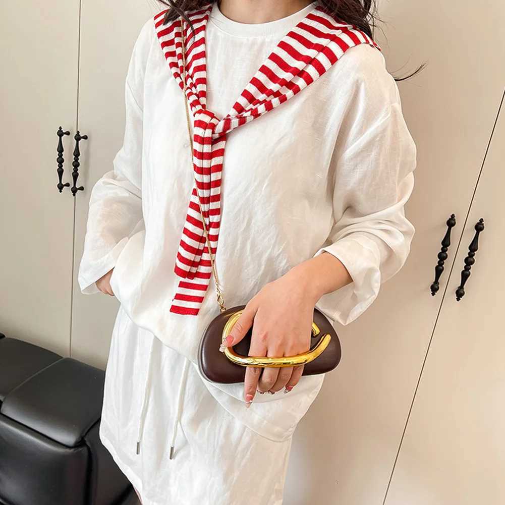 Women PU Leather Metal Handle Handbag Removable Strap Trendy Clutch Purses Handheld Shoulder Clutch Bag for Evening Dinner H251027