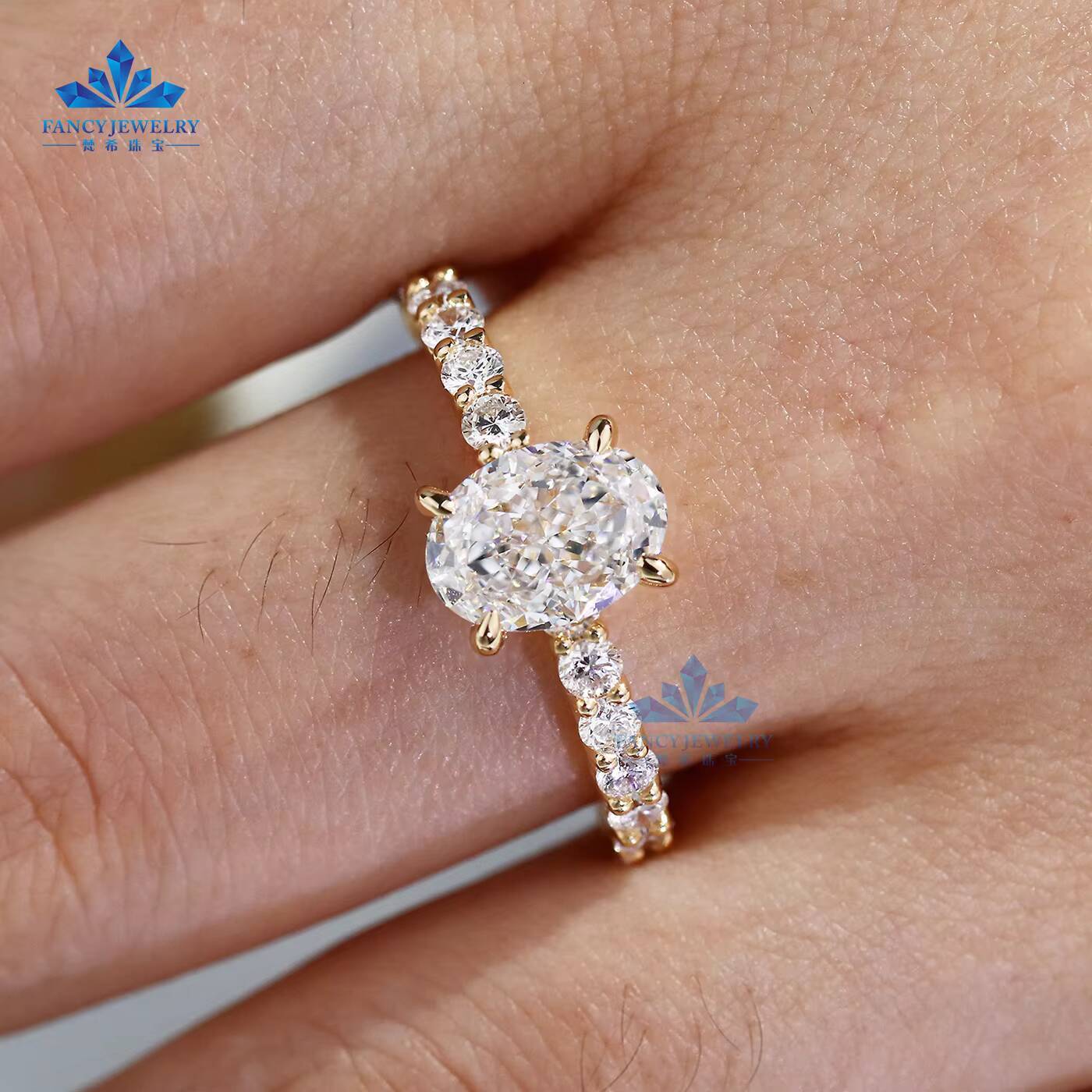 Customizable 14K Gold Engagement Wedding Ring IGI Certified Oval VVS Lab Grown Filled Diamond for Luxury Women