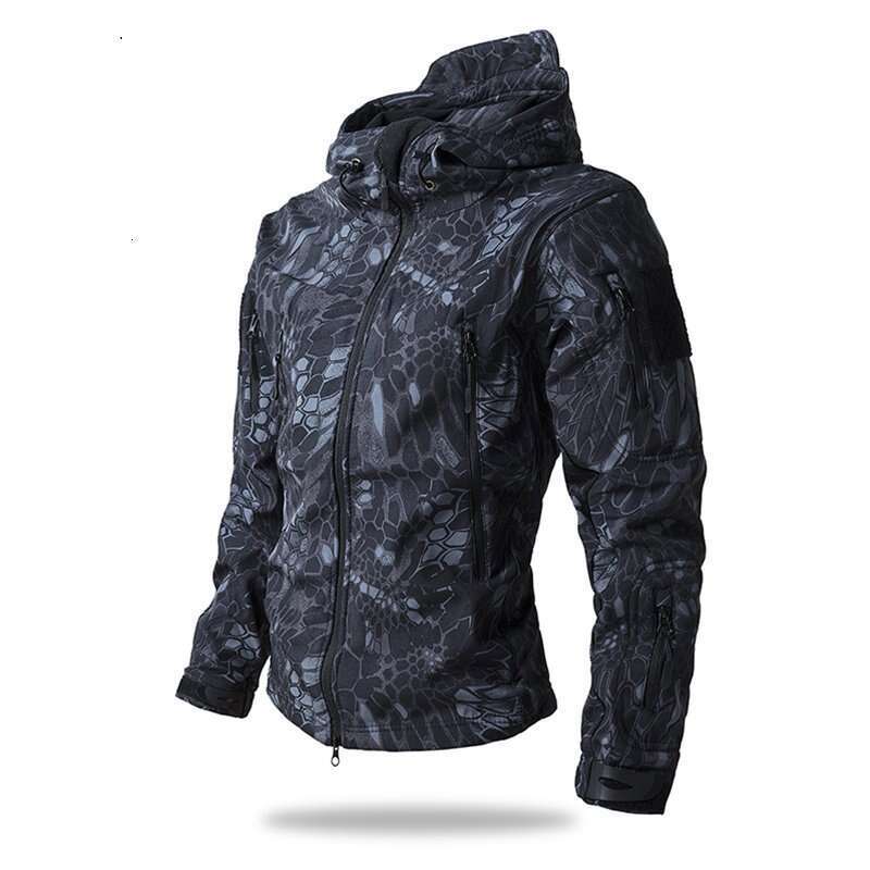 Shark Skin Soft Shell Tactical Men Winter New Waterproof Fleece Hooded Coat Hunt Clothes Outdoor Camouflage Jacket