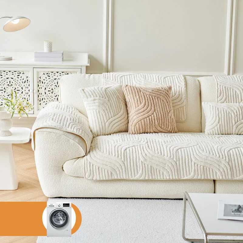 Autumn and Winter Solid Thick Cloth Towel Nordic Velvet AntiSlip Sectional Sofa Cover Armless AntiDirt Furniture Protector C251028