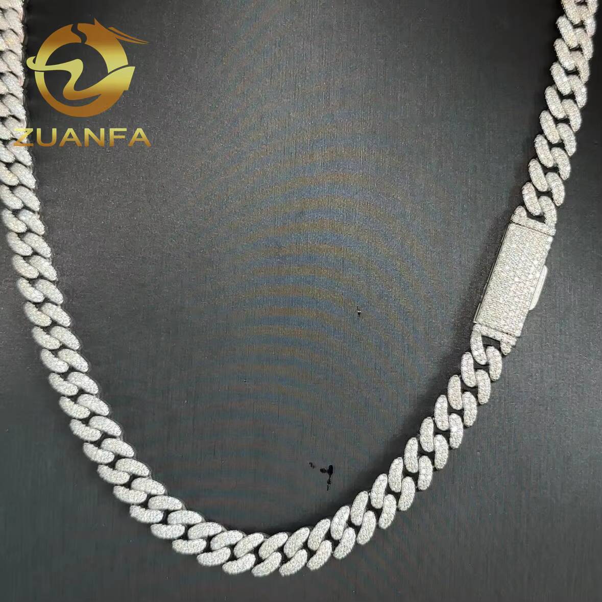 Pass Diamond Tester 8mm Moissanite Diamond Hip Hop Jewelry Cuban Link Moissanite 925 Silver Cuban Link Chain Iced Out