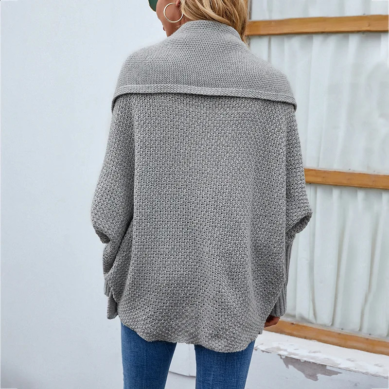 2025 Women Sweater Jacket Stylish Womens Autumn Winter Lantern Sleeve Cardigan Solid Color Knitting Coat for Streetwear Fashion 251027