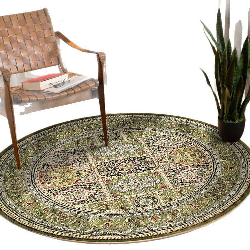 Nordic Ethnic Style Round Carpet for Living Room, Dirt-Resistant and Wear-Resistant, Cradle Chair Mat, Bedside Decorative Rug