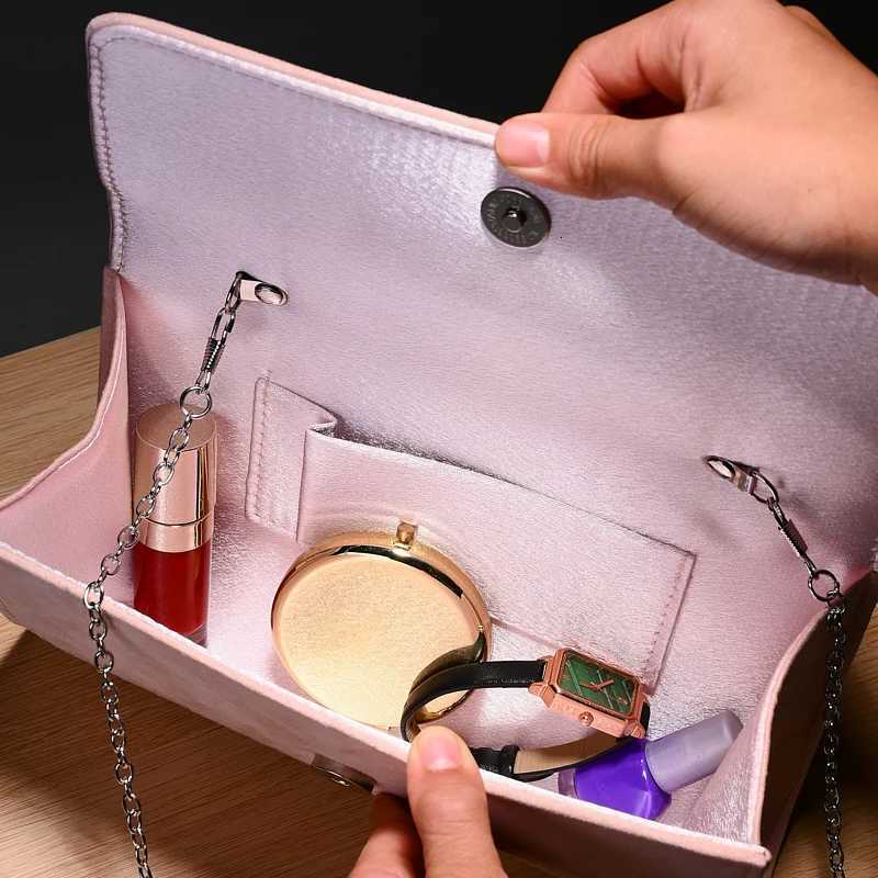 Fashion Solid Color Flannelette Hand Evening Dress Bag with Bow Decorated Banquet Gift Chain Shoulder Crossbody Bag H251027