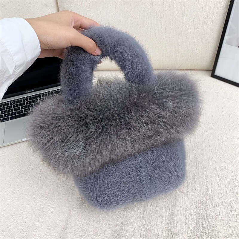 Best Seller Luxury Bag New Basket Fox Mink Patchwork Women's Evening Fur Bag Autumn Winter Light Luxury Leopard Dot Handbag