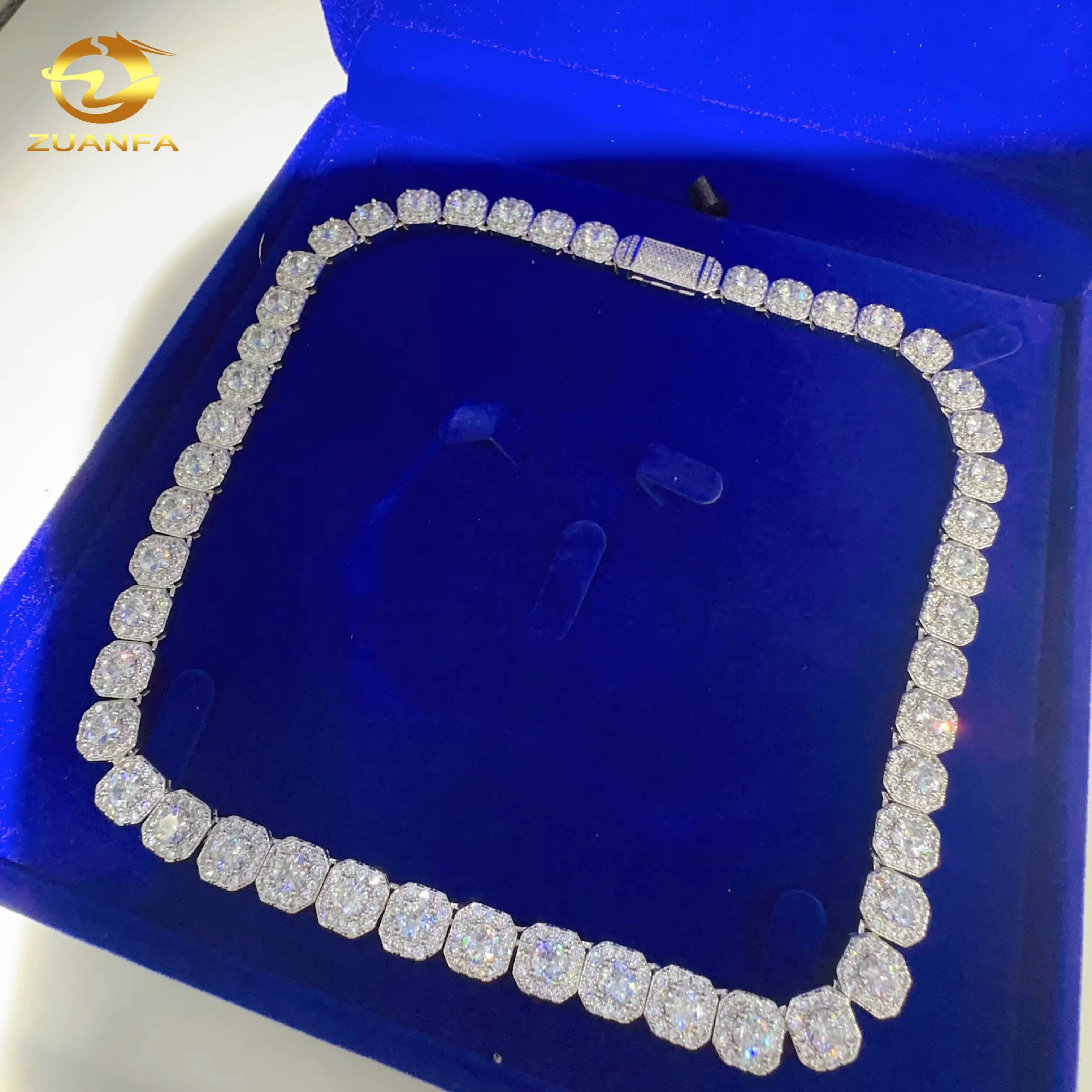 10mm 18k Gold Plated 925 Sterling Silver VVS Moissanite Jewelry Custom Diamond Iced Out Cuban Link Chain