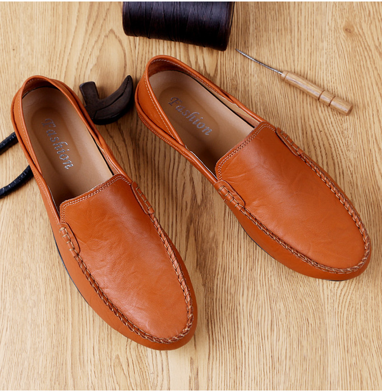 Men's Genuine Leather Driving Moccasins Casual Leather Shoes Foreign Trade Cowhide Man Shoes British Style Soft-Soled Slip-On Shoes Plus size 37-