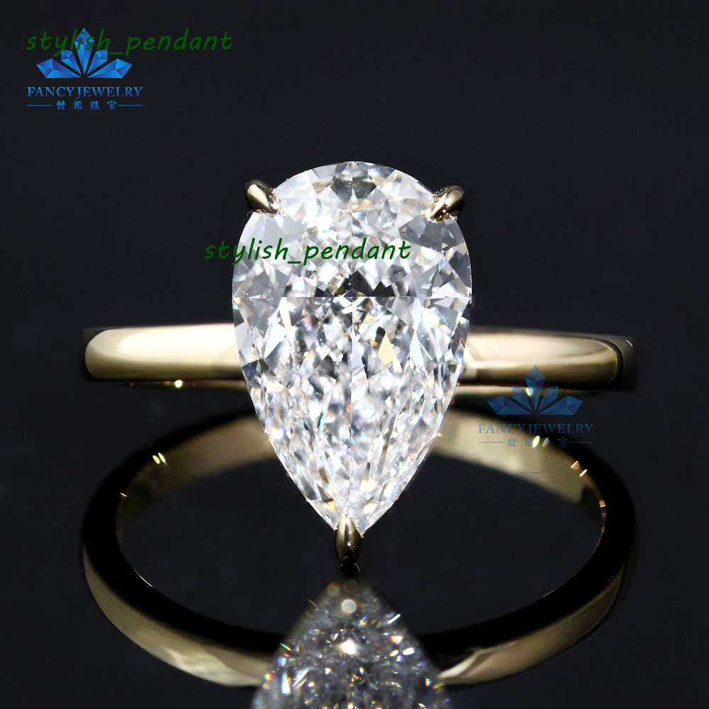 High Quality 10K14K18K Gold 13CT Pear Cut D VS1 VVS1 IGI Certificate Lab Grown Diamond Engagement Wedding Ring for Women