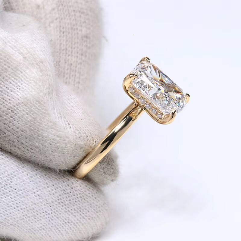 IGI Certified CVD Lab Grown Diamond Wedding Engagement Ring 14K 18K Solid Gold E VS1 Two Carats Elongated Cushion Diamond Ring