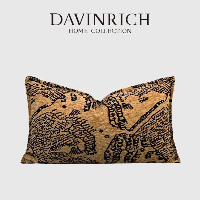 Pillow Case DAVINRICH Mountain Tiger Themed Heavy Embroidered Covers Luxury Itan Style Accent Cushion Case For Villa Hotel Office C251028