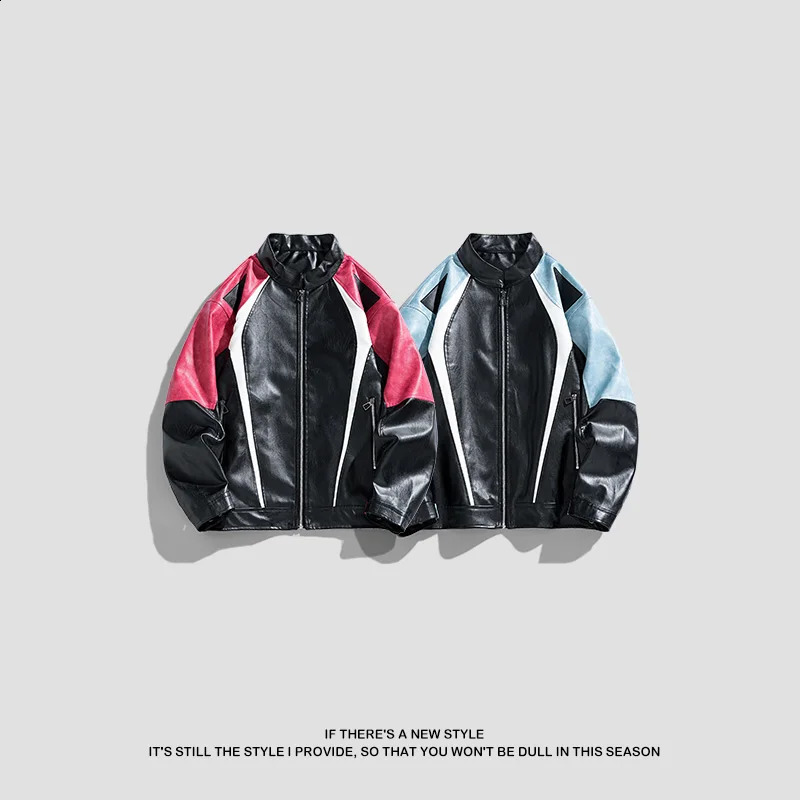 Vintage American Racing Wear Couple Leather Jacket Senior n Feeling Plankton Handsome Motorcycle 251015