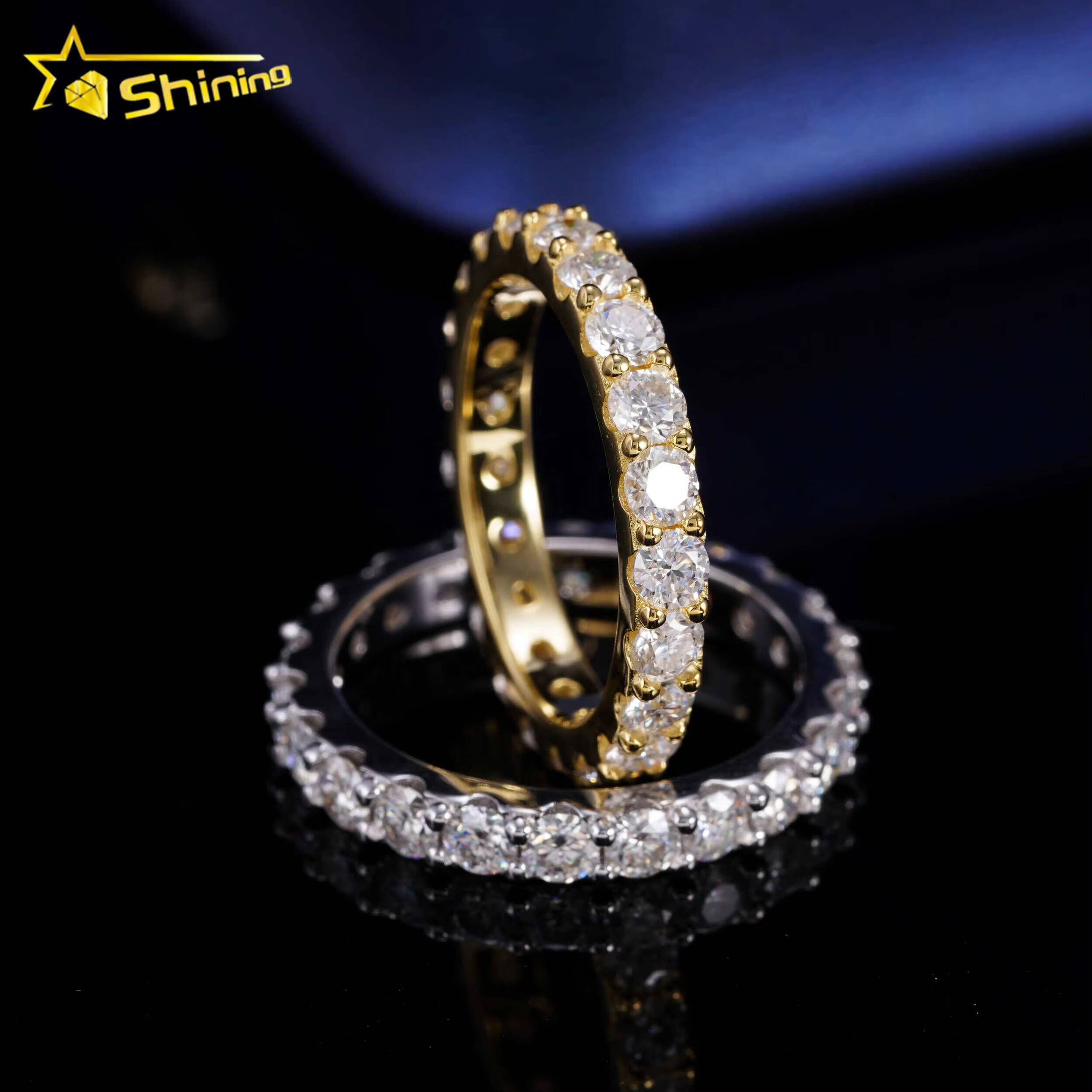 Wholesale Price 3mm Width 925 Sterling Silver Eternity Band Ring Iced Out Vvs Moissanite Diamond Engagement Hip Hop Ring