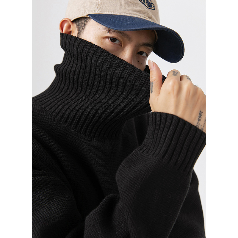 Hanlu Couple Solid Color Turtleneck Sweater Men And Designer Sweater Women Couple Autumn And Winter New Loose Lazy Style Knitted Sweater