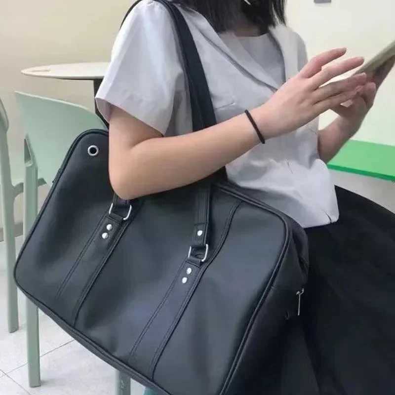 2025 New Women Japanese JK Uniform PU Bag Student Commuter School Bag Large Capacity One Shoulder Straddle Bags Handbag ToteBagW251028