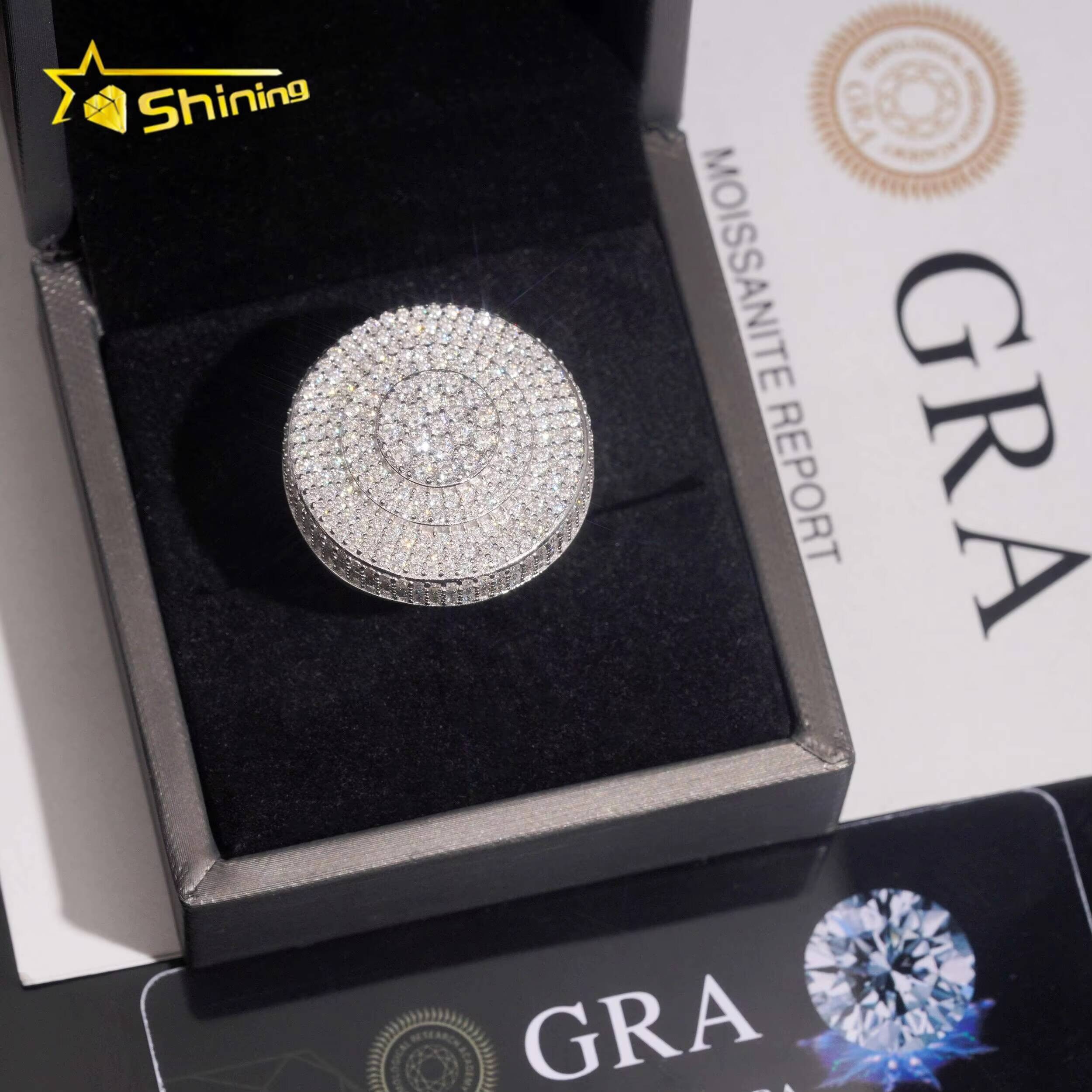 Fine Jewelry Hip Hop Style Iced Out GRA Certificated 925 Sterling Silver Moissanite Men Ring