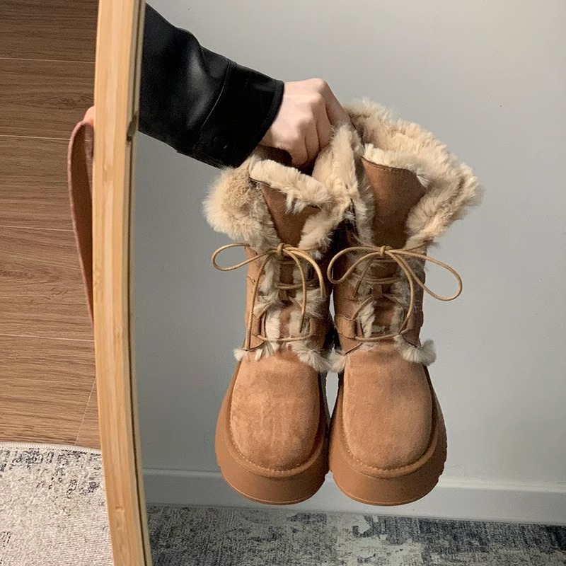 New free shipping deisgner boots for womens snow boots brown Winter New Thick Soles Fleece Lined Anti-Slip Cotton Boots