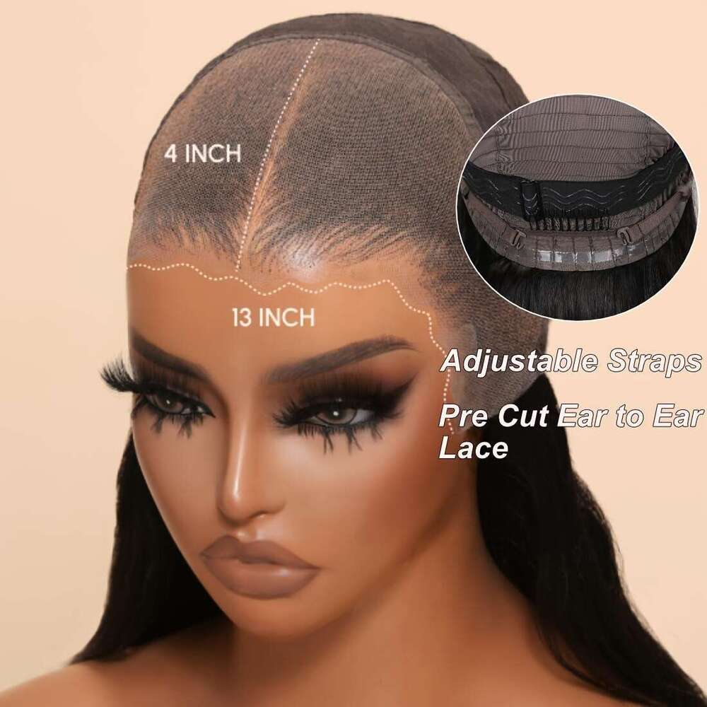 UNICE 13X4 HD Pre-Cut Lace Front Glueless Bob Water Wave Human Hair Wig - Density, Pre-Bleached Knots, Natural Looking Hairline, No Glue/Adhesive Need