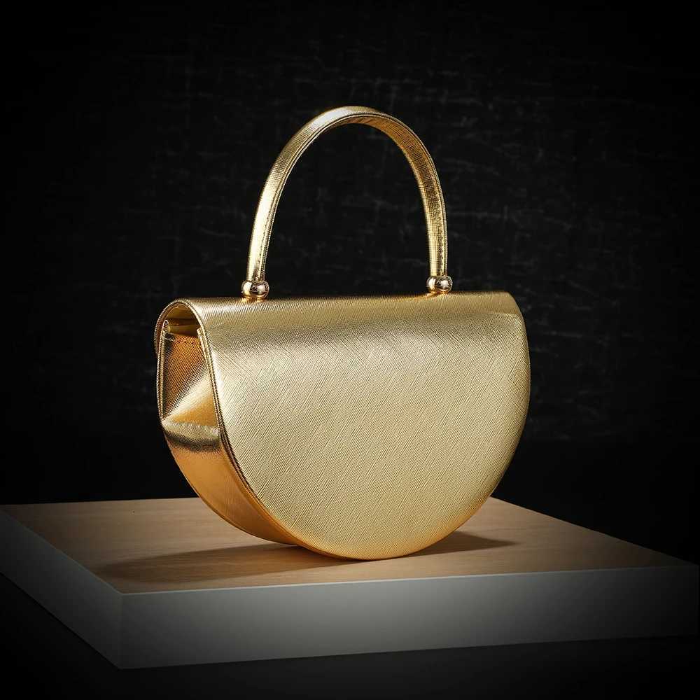 New fashion halfmoon handbag shiny evening dress bag delicate metal chain shoulder bag fashion gift bag small items storage bag H251027
