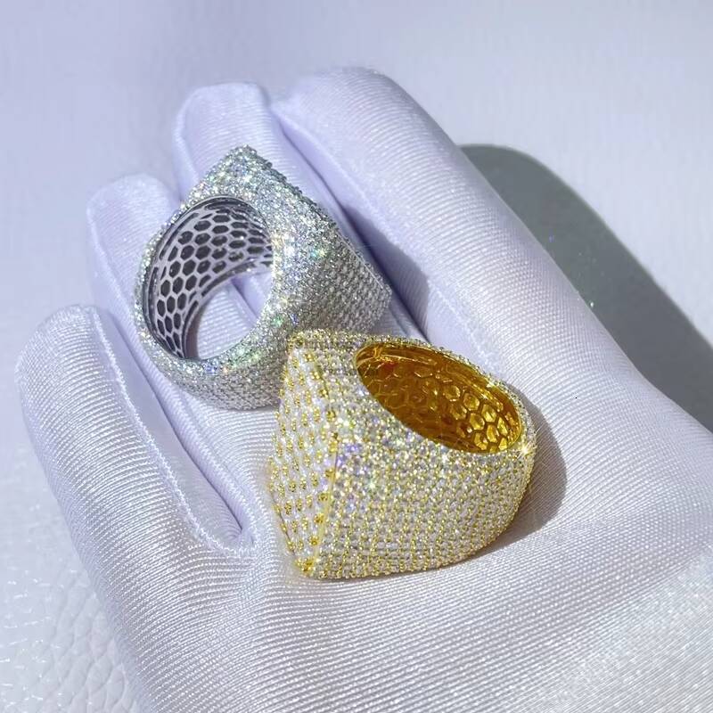 GRA Certificated Pass Diamond Tester Hip Hop Sterling Silver Moissanite Ring Men VVS