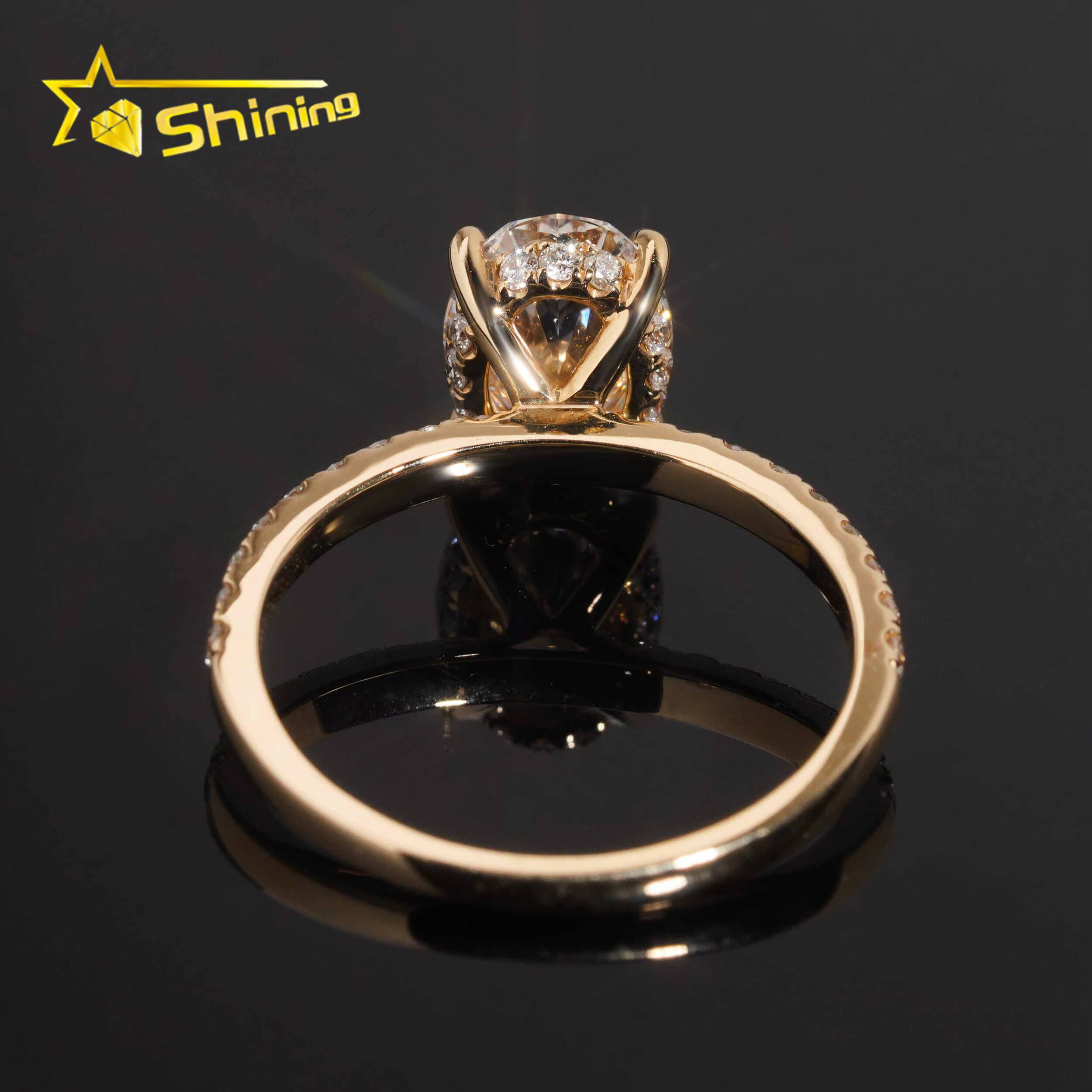 Halo Oval 2CT Lab Diamond Wedding Ring 925 Sterling Silver Gold Plated Half Paved Band Lab Grown Diamond Engagement Rings