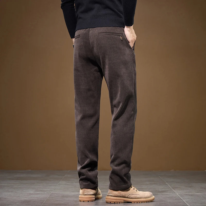 Fashion Straight Male Casual Corduroy Pants Korean Autumn Winter Business Work Trousers Solid Color Luxury Mens Clothing 251027