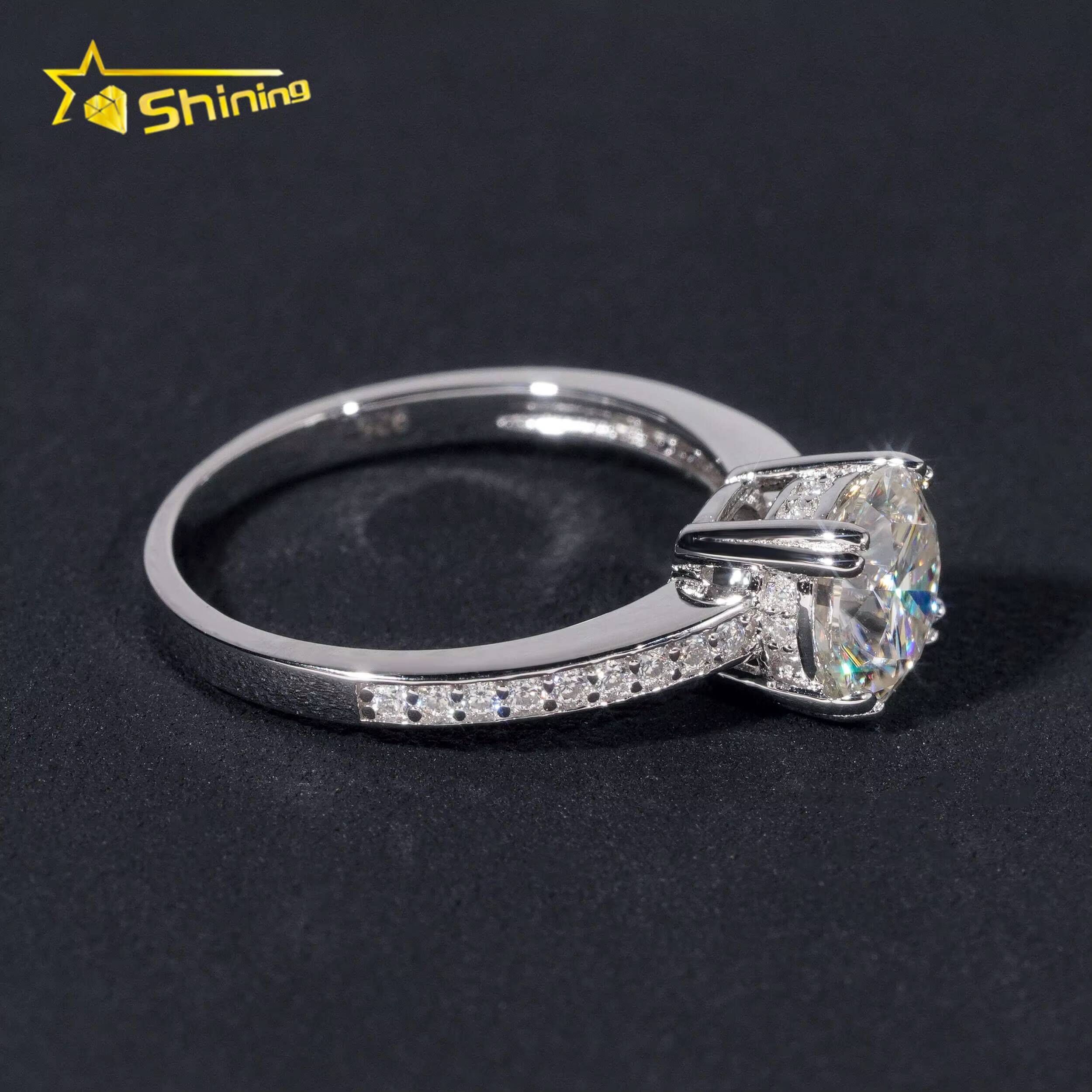 Wholesale 925 Sterling Silver Vvs Diamond Engagement Rings Women Brilliant Cut 75mm Gold Ring Women Rings Moissanite