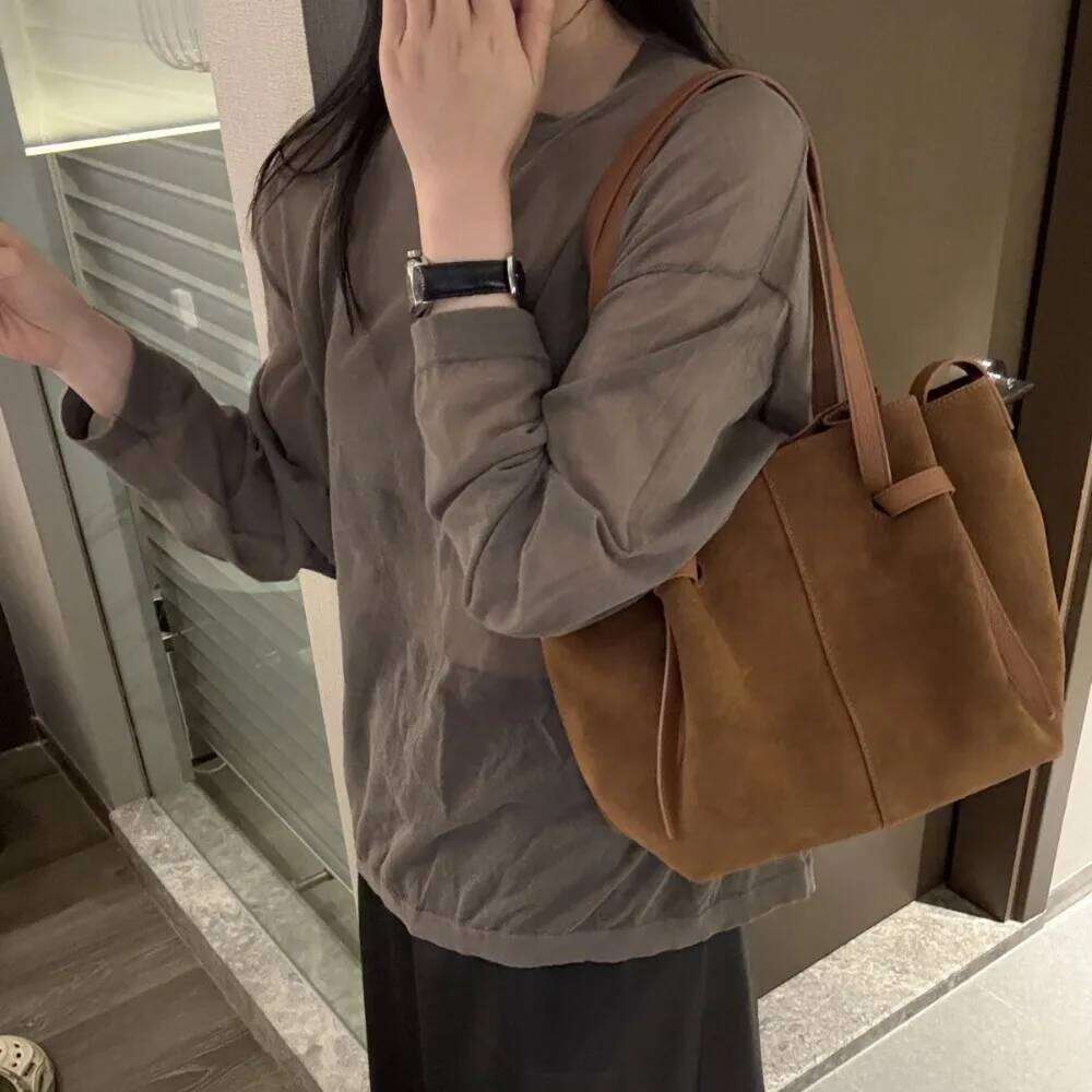 Designer Bags Tote Commuter Premium Feeling New First Layer Cowhide Splicing Suede High Texture Armpit Bag Large Capacity Handbag Hot Selling