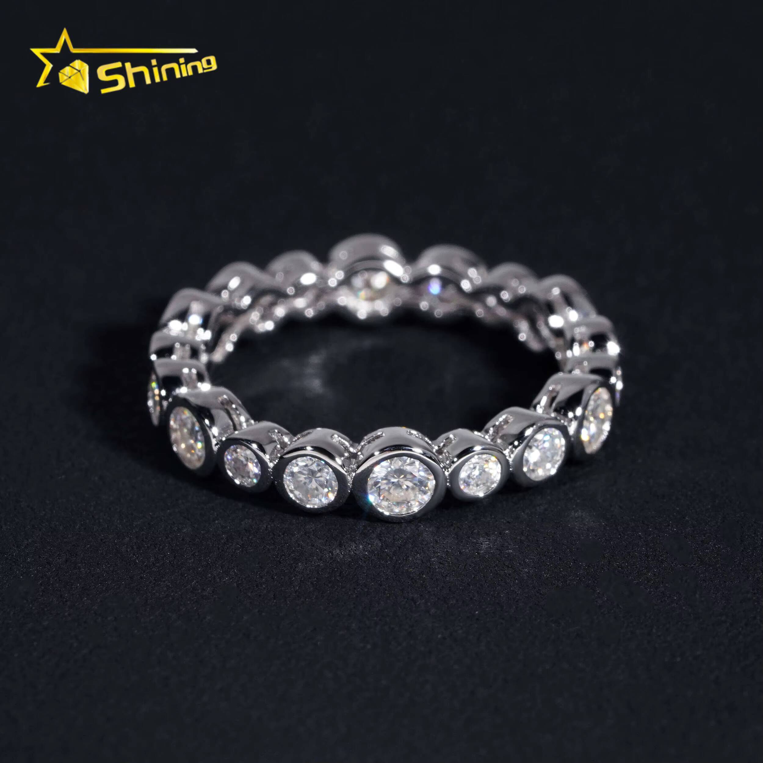 Hot Selling Band Ring S925 Sterling Silver Iced Out Eternity Ring Luxury Inlay Moissanite Diamond Classic Design