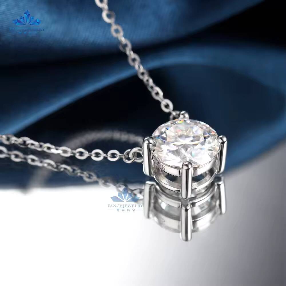 High Quality 20ct D Color Moissanite Pendant Necklace Round Shape Diamond Silver 925 GRA Certified Jewelry for Women Gift